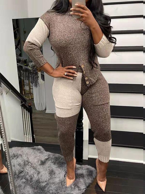 Bellizimos Two-Tone Knit Top & Pants Set
