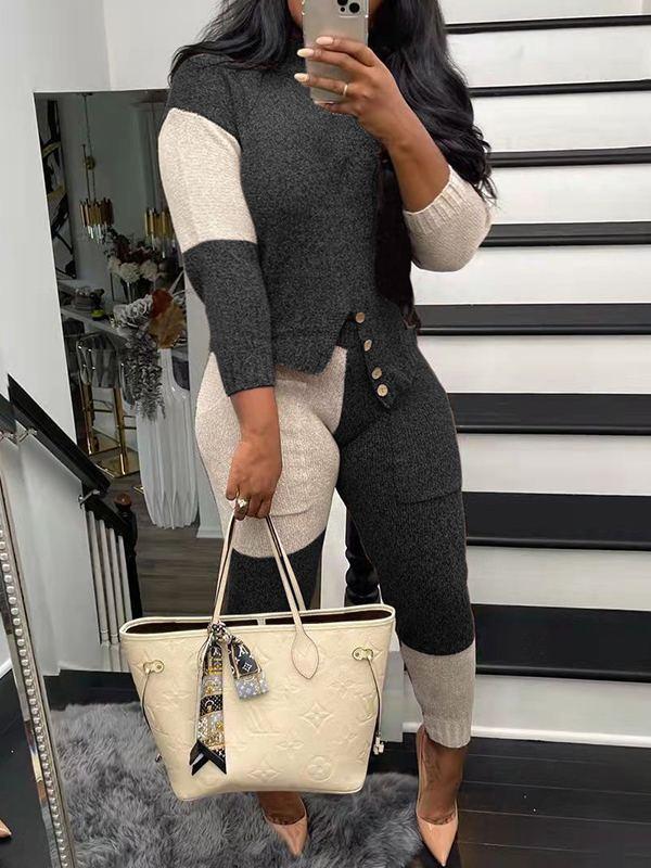 Bellizimos Two-Tone Knit Top & Pants Set