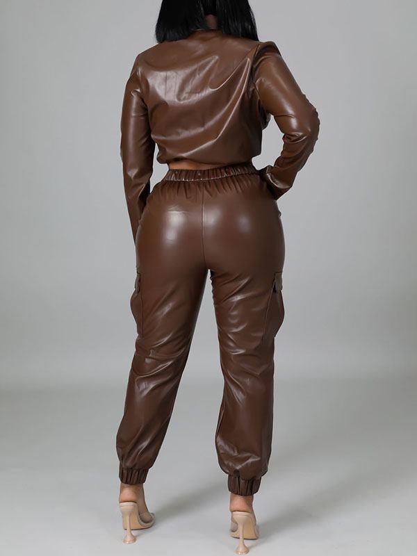 Bellizimos Faux-Leather Jacket & Jogger Pants Set
