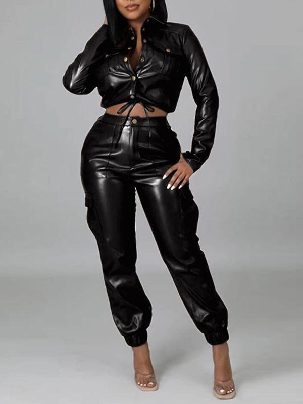 Bellizimos Faux-Leather Jacket & Jogger Pants Set