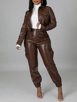 Bellizimos Faux-Leather Jacket & Jogger Pants Set