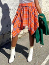 Plaid Tied Asymmetric Skirt