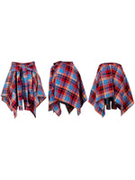 Plaid Tied Asymmetric Skirt