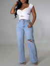 Ripped Straight Jeans