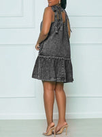 Tied Ruffle Denim Dress