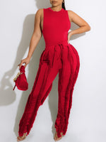 Bellizimos Solid Tank Top & Fringe Pants Set