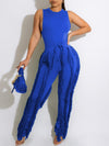 Bellizimos Solid Tank Top & Fringe Pants Set