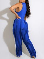 Bellizimos Solid Tank Top & Fringe Pants Set