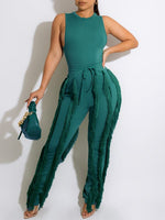 Bellizimos Solid Tank Top & Fringe Pants Set