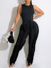 Bellizimos Solid Tank Top & Fringe Pants Set