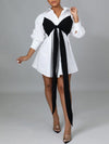 Plus Size Two-Tone Tied Shirt Dress