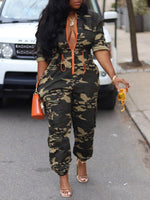 Camo Zip-Front Jumpsuit