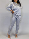 Sequin Boat-Neck Top & Pants Set