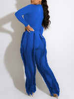 Bellizimos Solid Bodysuit & Fringe Pants Set