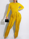 Bellizimos Solid Bodysuit & Fringe Pants Set