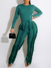 Bellizimos Solid Bodysuit & Fringe Pants Set
