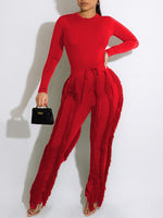 Bellizimos Solid Bodysuit & Fringe Pants Set