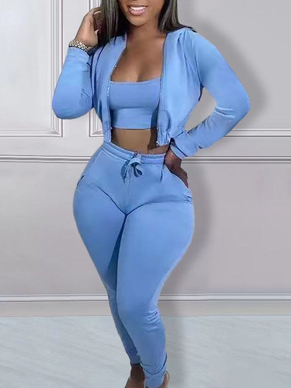 Solid Three-Piece Sweatsuit
