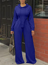 Solid Hoodie & Wide-Leg Pants Set