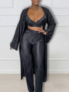 Solid Pleated Three-Piece Set