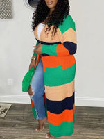 Colorblock Open-Front Cardigan
