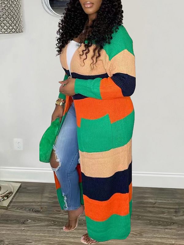 Colorblock Open-Front Cardigan