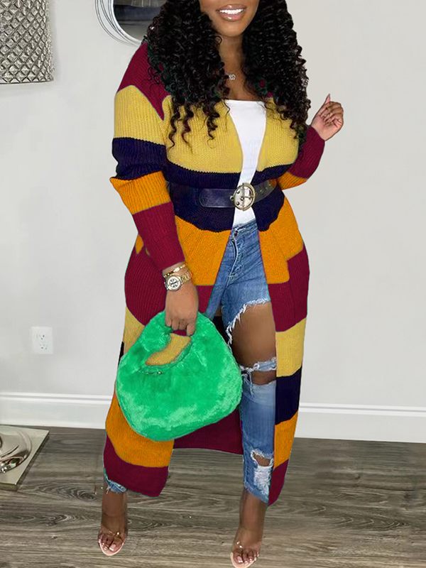Colorblock Open-Front Cardigan