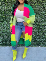 Colorblock Open-Front Cardigan