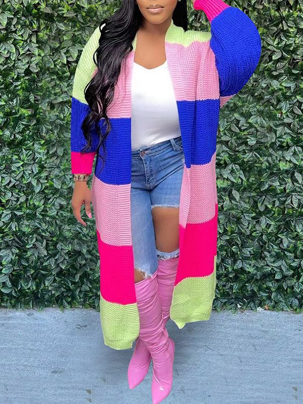 Colorblock Open-Front Cardigan