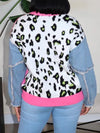 Denim Combo Leopard Cardigan