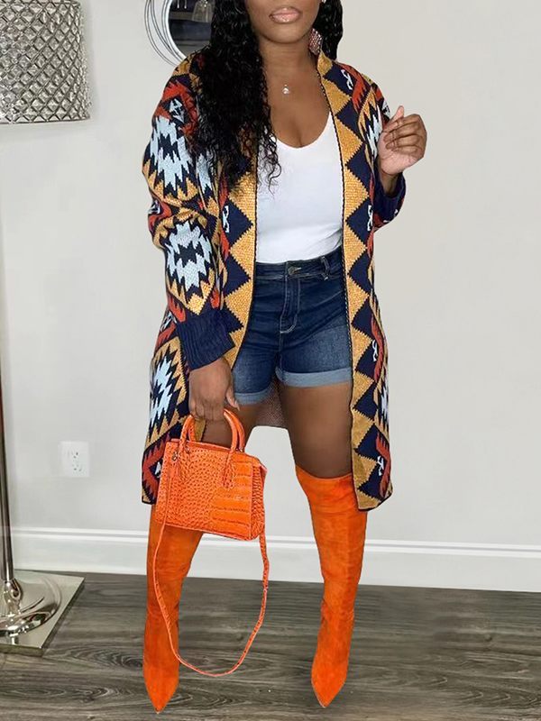 Multicolor Open-Front Cardigan