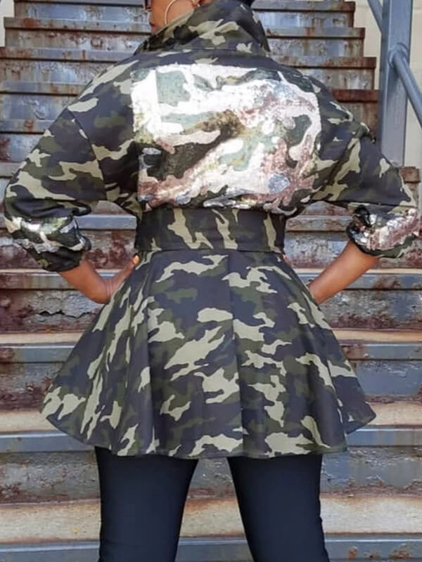 Sequin Camo Tied Jacket