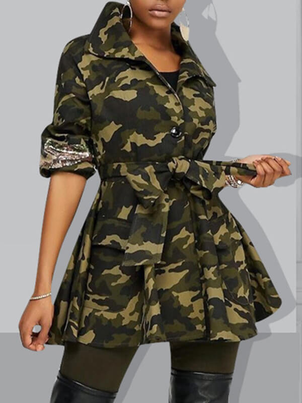 Sequin Camo Tied Jacket