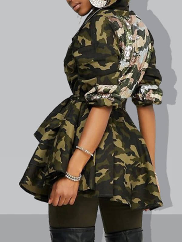 Sequin Camo Tied Jacket