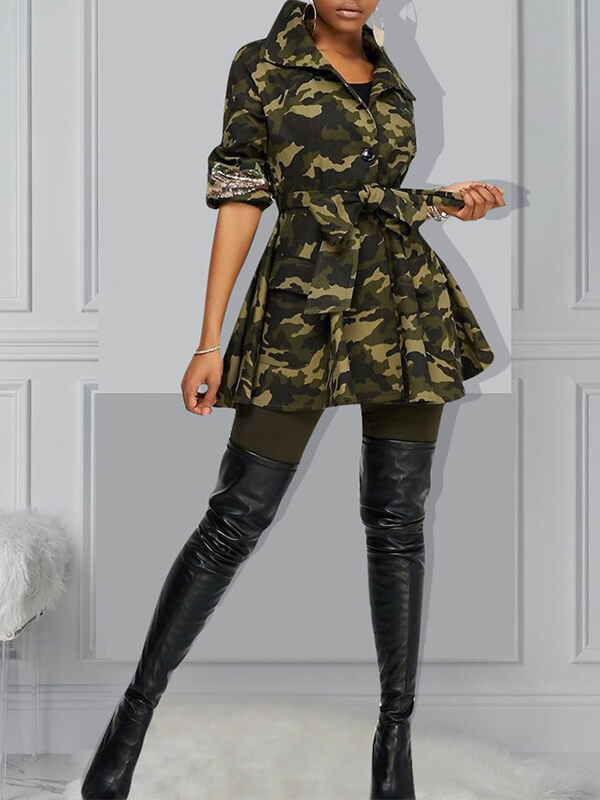 Sequin Camo Tied Jacket