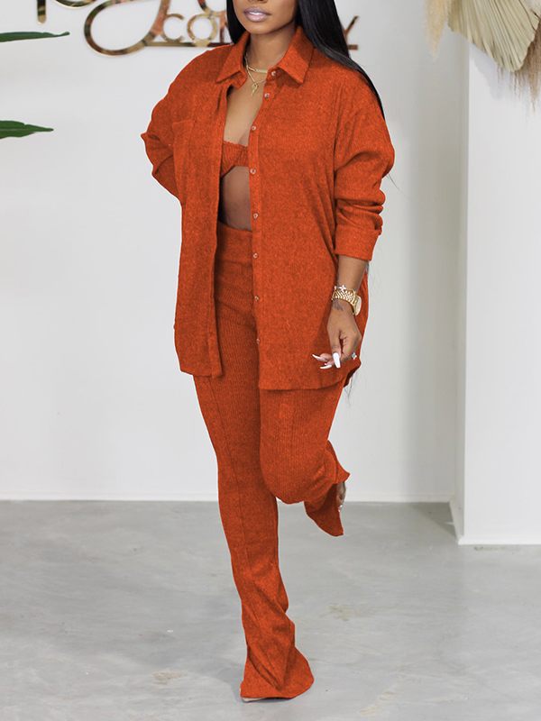 Knit Shirt Three-Piece Set