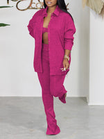 Knit Shirt Three-Piece Set