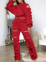 Ripped Sweatshirt & Pants Set