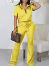 Zip-Front Top & Flared Pants Set