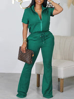 Zip-Front Top & Flared Pants Set