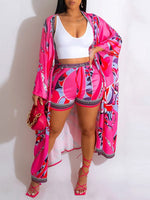 Printed Kimono & Shorts Set