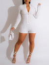 Zip-Front Textured Romper