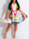 Printed Pleated Shirt Dress