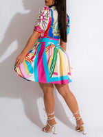 Printed Pleated Shirt Dress