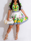 Printed Pleated Shirt Dress