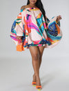 Printed Off-Shoulder Parachute Dress