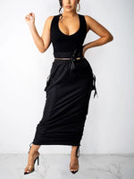Drawstring Cargo Skirt