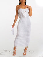 Tied-Front Textured Dress