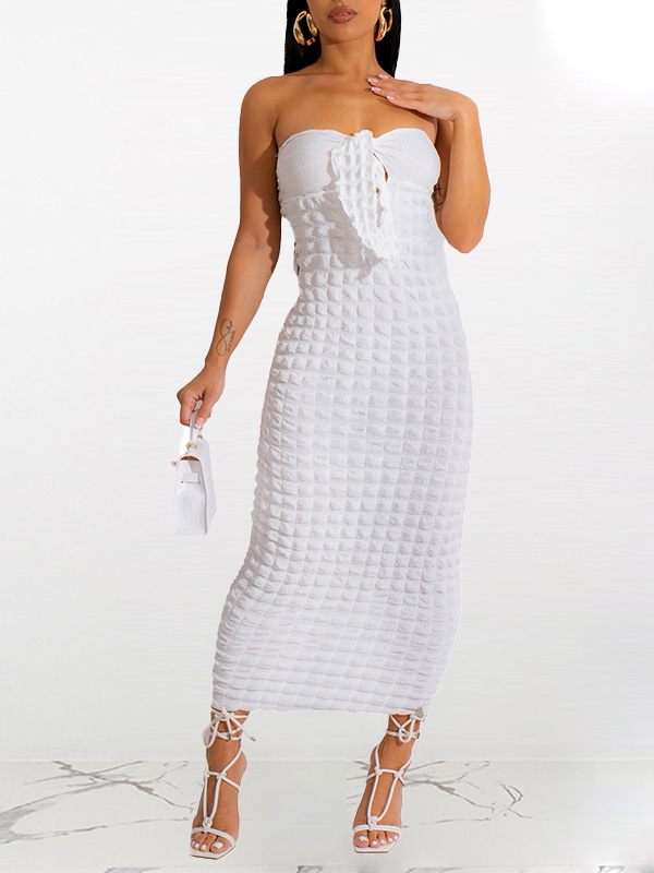 Tied-Front Textured Dress