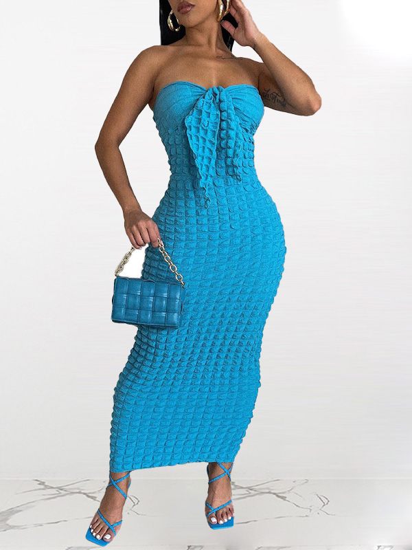 Tied-Front Textured Dress